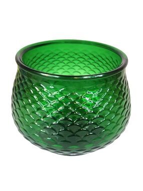 Vintage Green Glass Vase Fish Scale Pattern E.O. Brody Co. Cleveland Mid Century